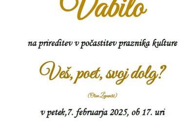VABILO NA PRIREDITEV OB KULTURNEM PRAZNIKU